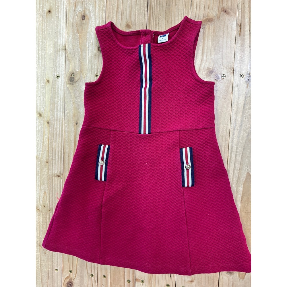 Janie and Jack Girls Quilted Dress Size 4 Pink Striped Pockets Zipper